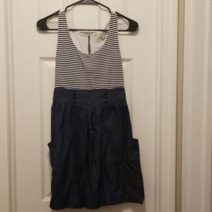Denim and stripe dress with POCKETS!!!